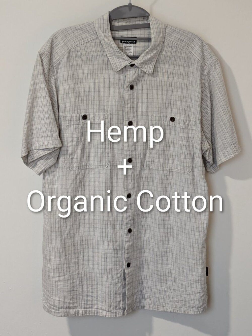 🏔️ Patagonia Men's Back Step Shirt - Size L - Fine Plaid (Gray/Blue) - Hemp